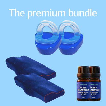 DreamSnug Premium Sleep Bundle Australia — anti-snore pillow, eye mask and sleep essential oils for couples