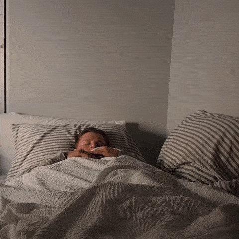 Man inserts DreamSnug mouth guard and sleeps soundly through the night