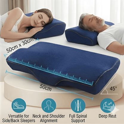 DreamSnug anti-snore pillow Australia - couple sleeping comfortably on blue ergonomic pillows for snoring relief